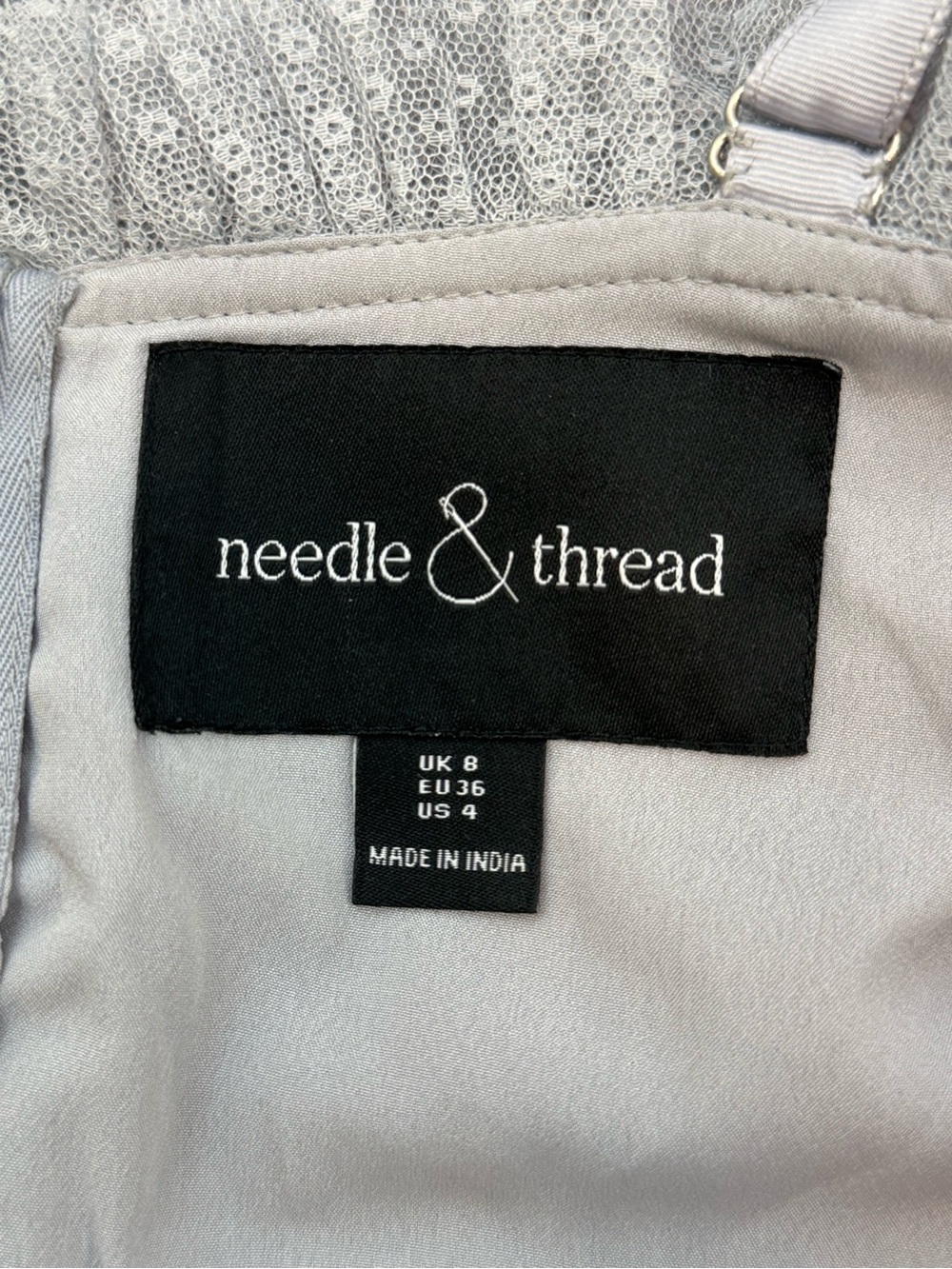 Needle & Thread Light Gray Off-Shoulder Tulle Ruffle Dress - Picture 5 of 5